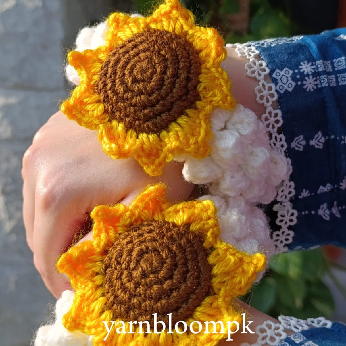 Handmade crochet sunflower gajra perfect for any festive occasion